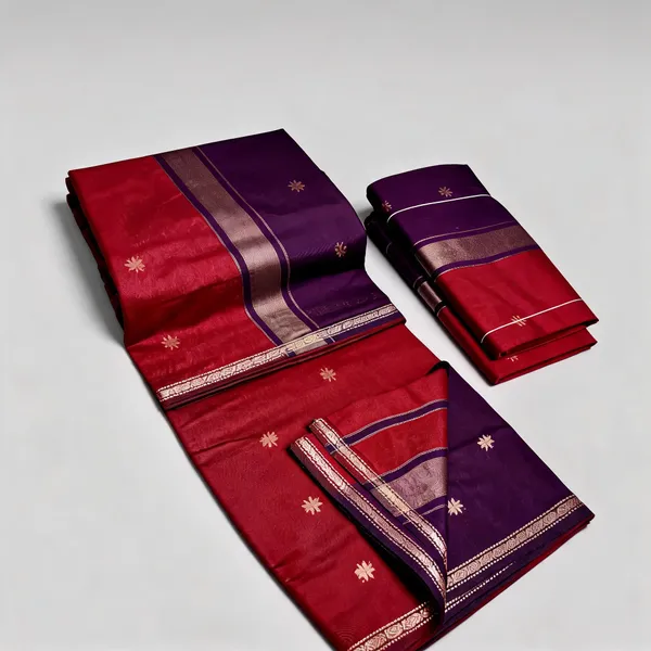Kancheepuram_Light_Weight_Very_Soft_Little_Border_Saree_With_Running_Blouse