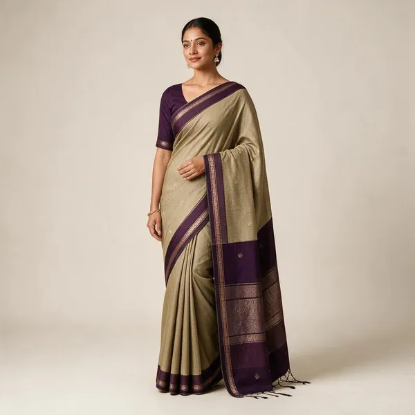 Kancheepuram_Light_Weight_Very_Soft_Little_Border_Saree_With_Running_Blouse