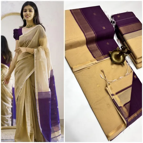 Kancheepuram_Light_Weight_Very_Soft_Little_Border_Saree_With_Running_Blouse