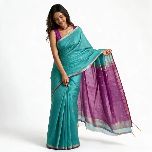 Kancheepuram_Light_Weight_Very_Soft_Little_Border_Saree_With_Running_Blouse