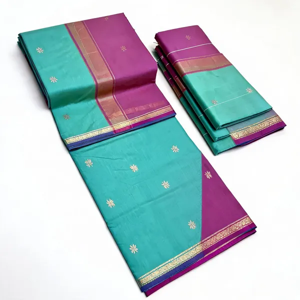 Kancheepuram_Light_Weight_Very_Soft_Little_Border_Saree_With_Running_Blouse