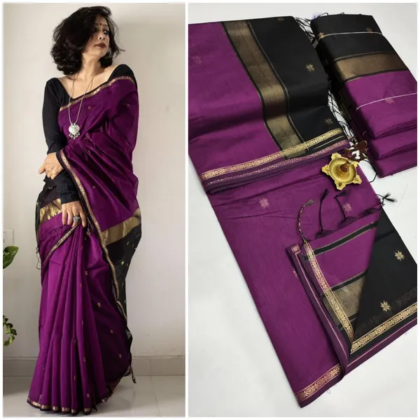 kancheepuram__Light_Weight_Very_Soft_little_border_saree_with_running_blouse