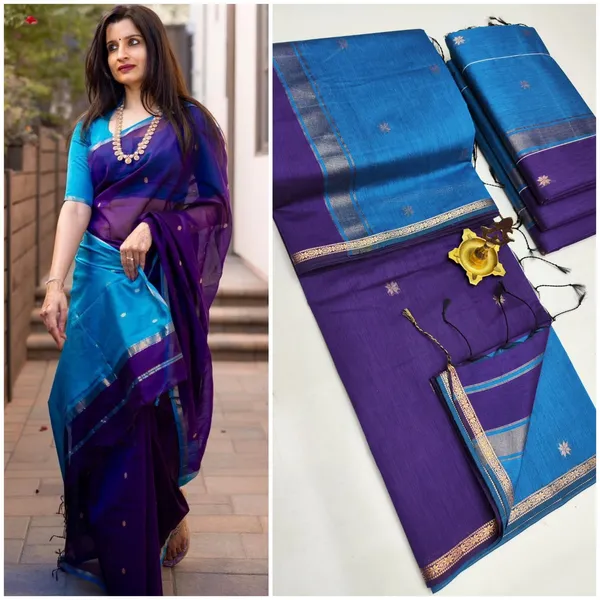 Kancheepuram_Light_Weight_Very_Soft_Little_Border_Saree_With_Running_Blouse