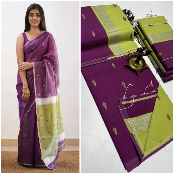 Kancheepuram_Light_Weight_Very_Soft_Little_Border_Saree_With_Running_Blouse