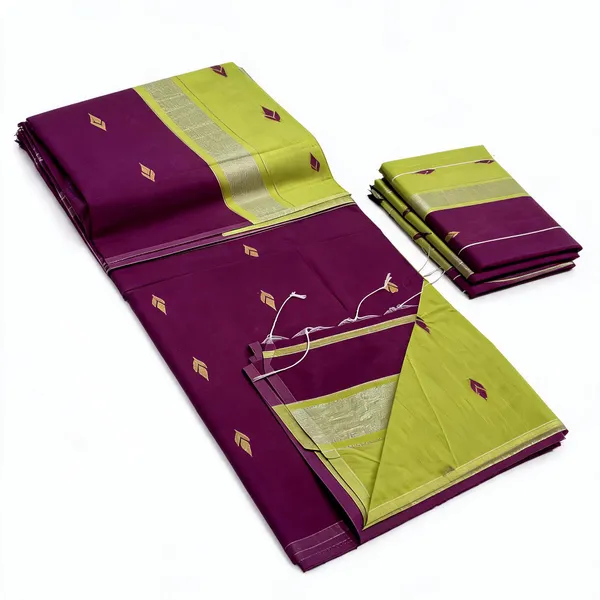 Kancheepuram_Light_Weight_Very_Soft_Little_Border_Saree_With_Running_Blouse