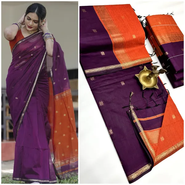 kancheepuram__Light_Weight_Very_Soft_little_border_saree_with_running_blouse