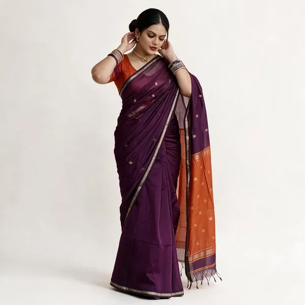 Kancheepuram_Light_Weight_Very_Soft_Little_Border_Saree_With_Running_Blouse