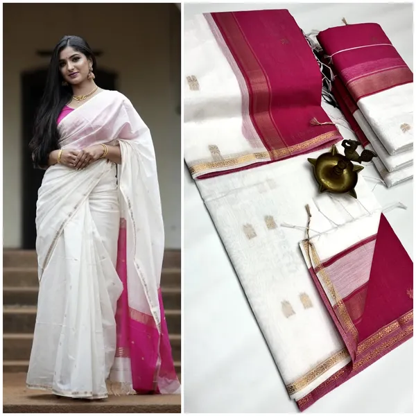 Kancheepuram_Light_Weight_Very_Soft_Little_Border_Saree_With_Running_Blouse