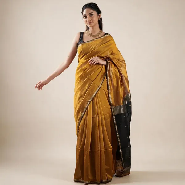 Kancheepuram_Light_Weight_Very_Soft_Little_Border_Saree_With_Running_Blouse