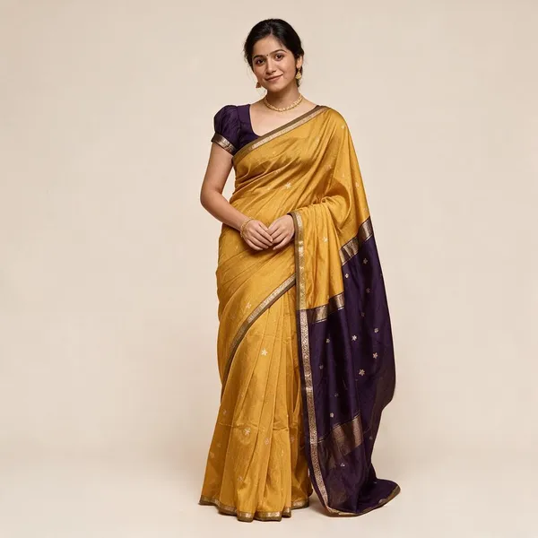 Kancheepuram_Light_Weight_Very_Soft_Little_Border_Saree_With_Running_Blouse