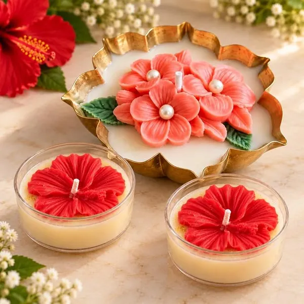 3.5-Inch_Plumeria_Urli_Candle_with_2_Decorative_Tea_Lights