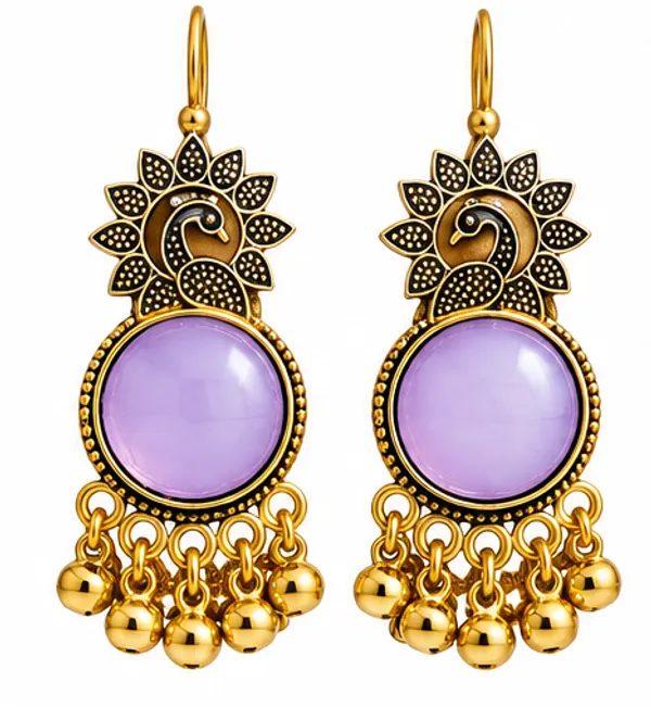 Gold_Tone_Purple_Stone_Peacock_Drop_Earrings_for_Women