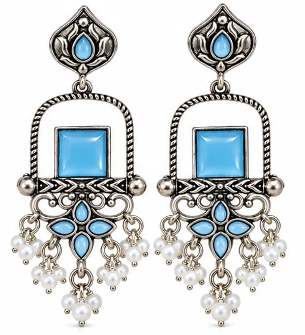 Blue_Silver-Tone_Dangler_Earrings_for_Women