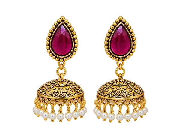 Gold_Tone_Magenta_Stone_Jhumka_Earrings_for_Women