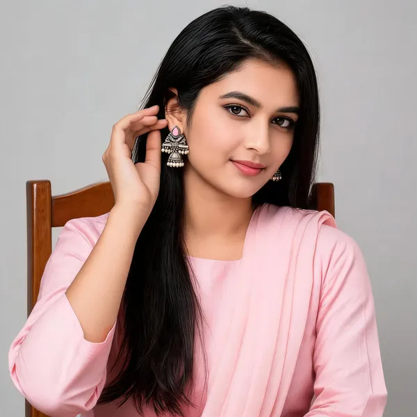 Oxidized_Silver_Pink_Stone_Traditional_Jhumka_Earrings_For_Women