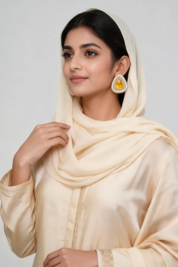 Gold_Tone_Yellow_Stone_Pearl_Triangular_Earrings_For_Women