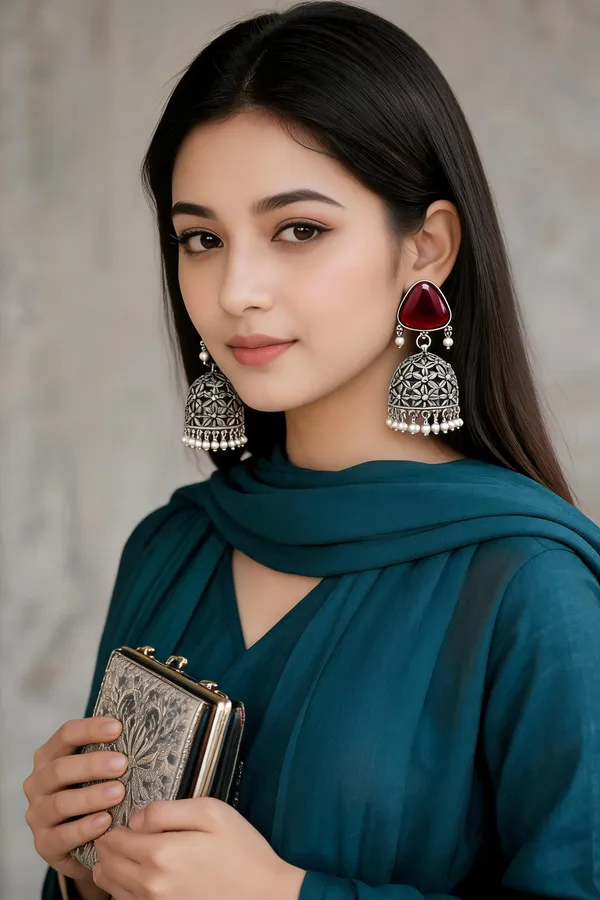 Red_Oxidized_Silver_Floral_Dome_Jhumka_Earrings_For_Women