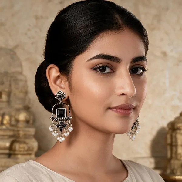 Oxidized_Silver_Black_Stone_Statement_Dangler_Earrings_For_Women