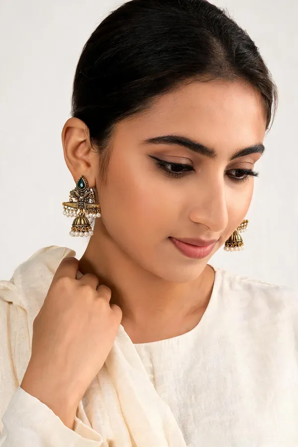 Gold_Tone_Alloy_Green_Stone_Traditional_Jhumka_Earrings_For_Women