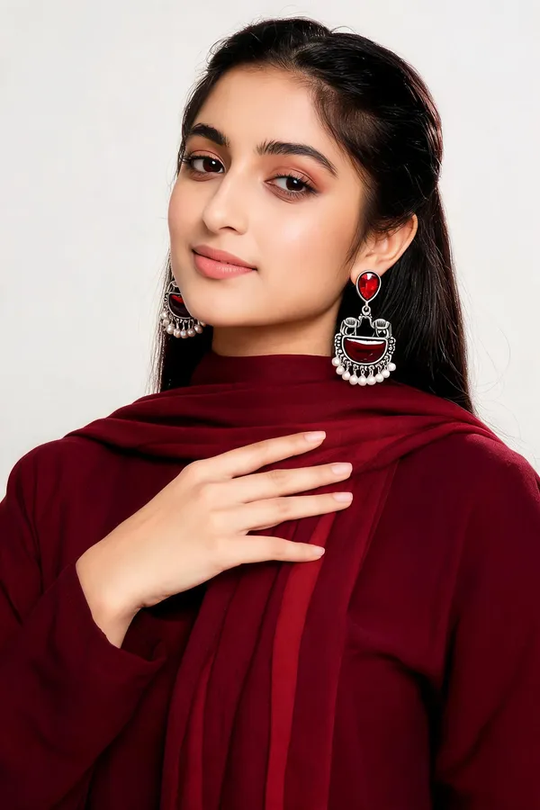 Oxidized_Silver_Red_Stone_Jhumka_Earrings_For_Women