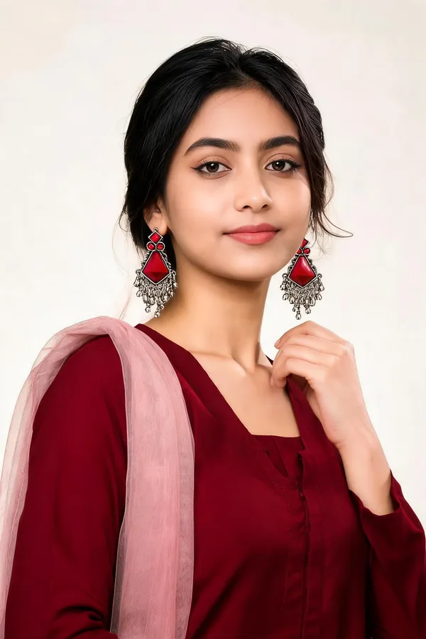 Oxidized_Silver_Red_Stone_Chandelier_Earrings_For_Women