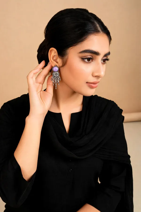 Oxidized_Silver_Purple_Stone_Floral_Chandelier_Earrings_For_Women