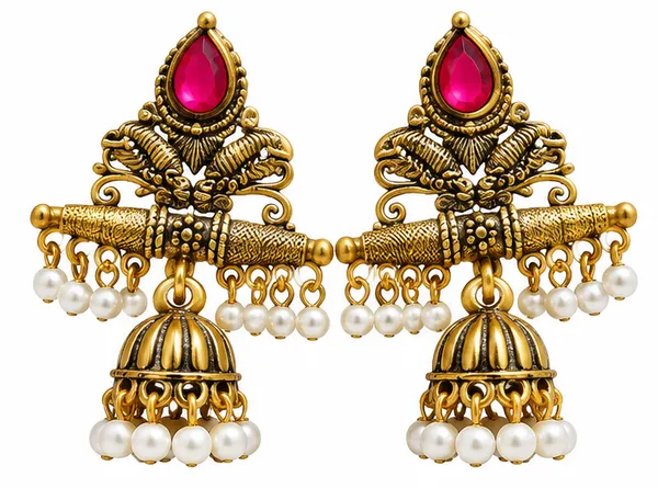 Gold_Tone_Red_Stone_Pearl_Jhumka_Earrings_for_Women