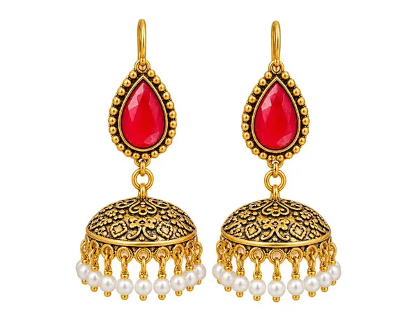 Gold_Tone_Red_Stone_Pearl_Jhumka_Earrings