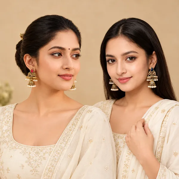 Oxidized_Silver_Pink_And_Red_Stone_Pearl_Jhumka_Earrings_For_Women_Pack_Of_2