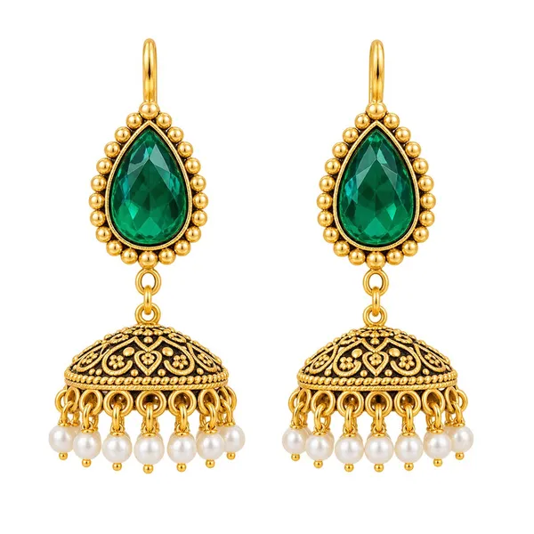 Green_Gold-Tone_Jhumka_Earrings_for_Women