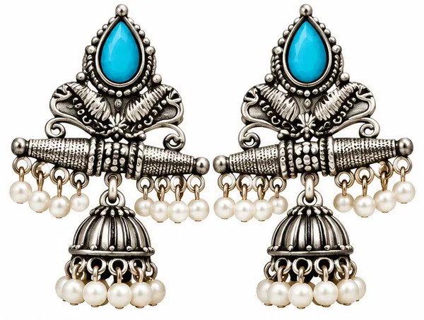 Oxidized_Silver_Tone_Turquoise_Jhumka_Earrings_for_Women