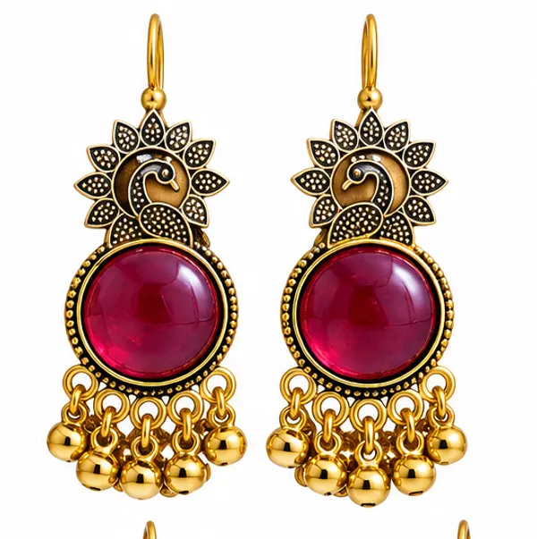 Gold_Tone_Red_Stone_Peacock_Dangle_Earrings_for_Women