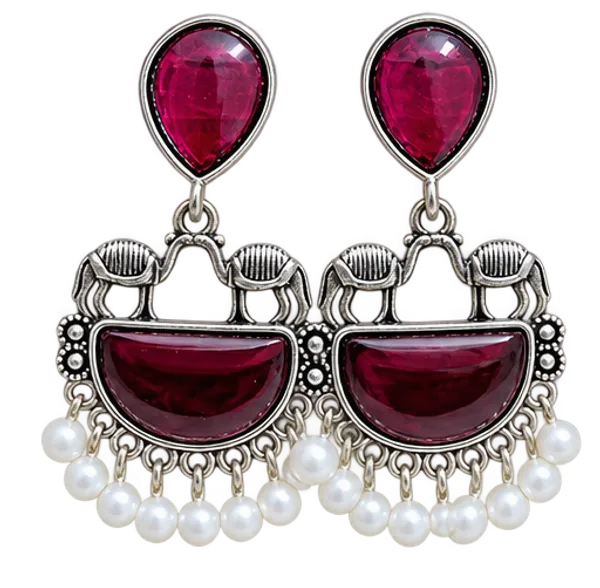Silver_Tone_Red_Stone_Statement_Earrings_for_Women