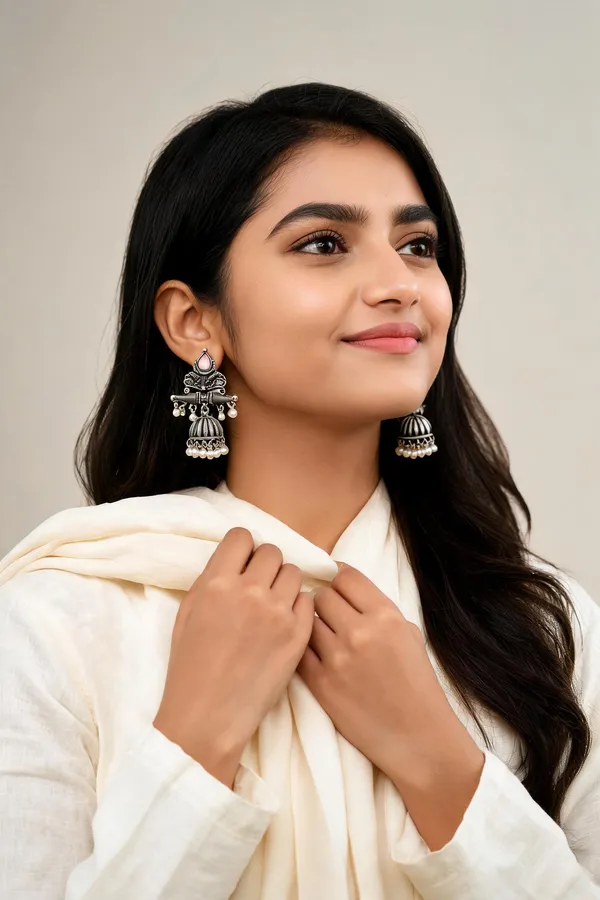 Oxidized_Silver_Pink_Stone_Pearl_Jhumka_Earrings_For_Women