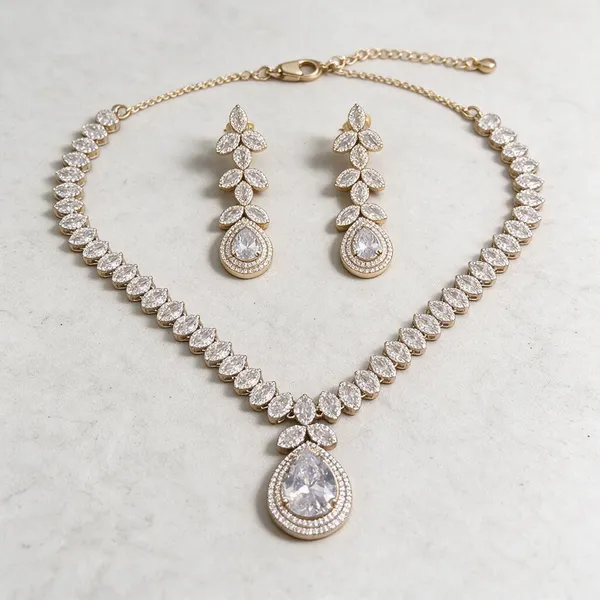 Gold-Tone_Stone_Necklace_And_Earring_Set_for_Women
