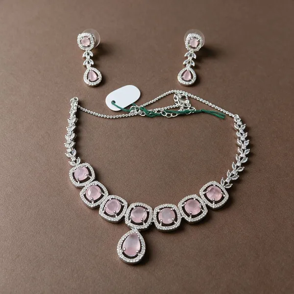 Pink_Stone_Necklace_And_Earrings_Set_for_Women