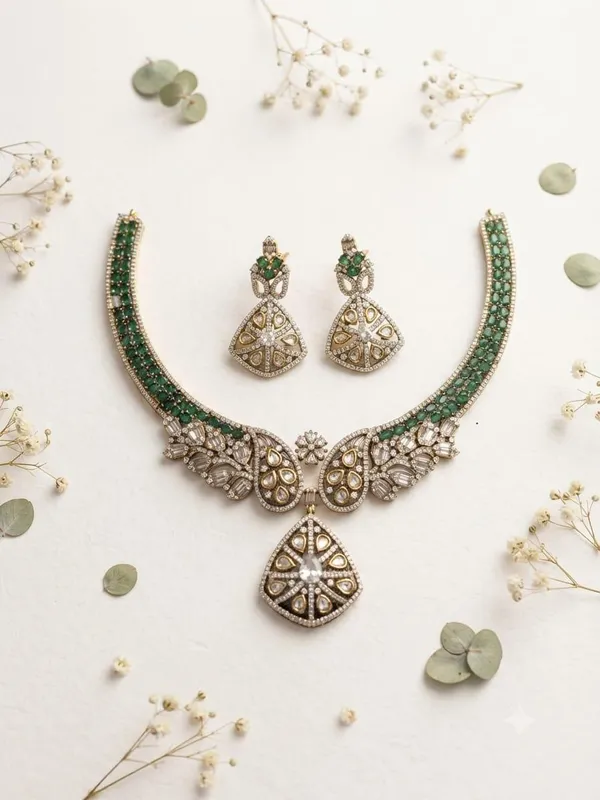 Green_Stone_Statement_Necklace_Set_for_Women