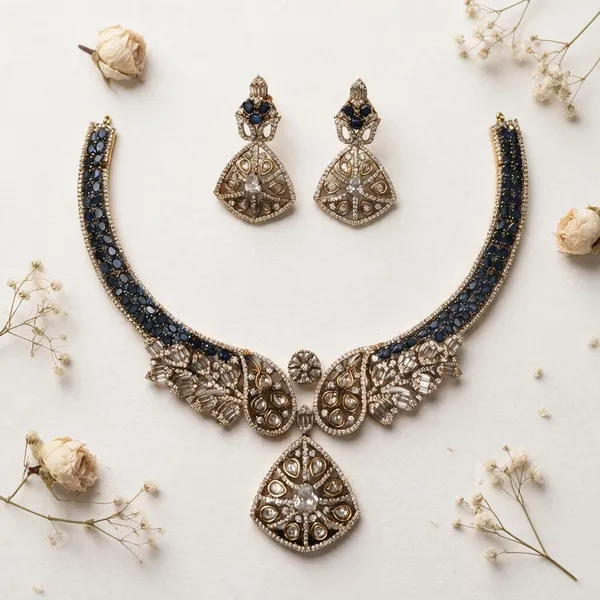 Blue_Oxidised_Statement_Necklace_Set_For_Women