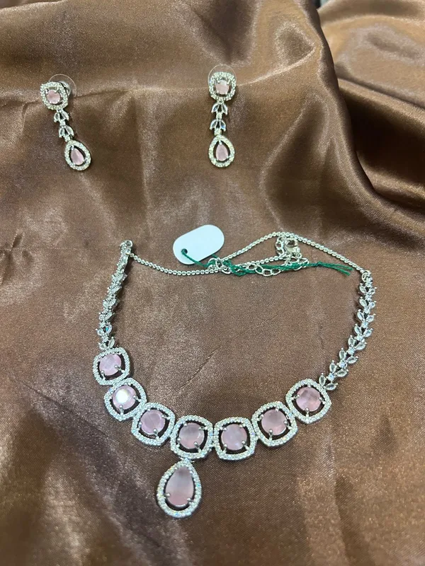 Pink_Stone_Necklace_And_Earrings_Set_for_Women