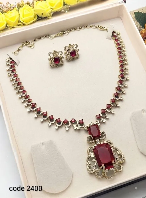 Red_Stone_Necklace_And_Earrings_Set_For_Women