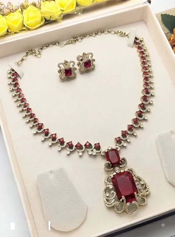 Red_Stone_Necklace_And_Earrings_Set_for_Women