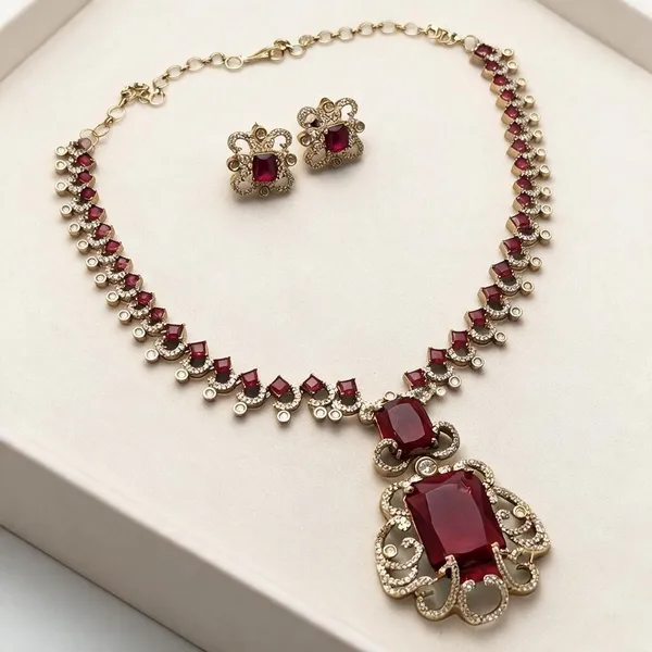 Red_Stone_Necklace_And_Earrings_Set_For_Women