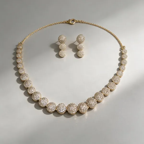 Silver_Tone_Stone_Studded_Necklace_And_Earrings_Set
