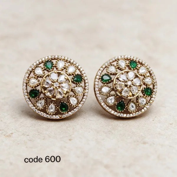 Gold-Tone_Green_Stone_Floral_Stud_Earrings_for_Women