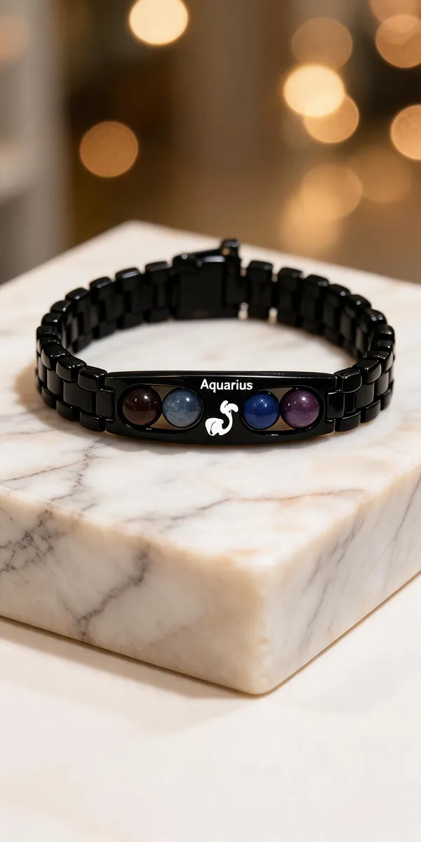 Black_Metal_Aquarius_Zodiac_Bracelet_For_Unisex