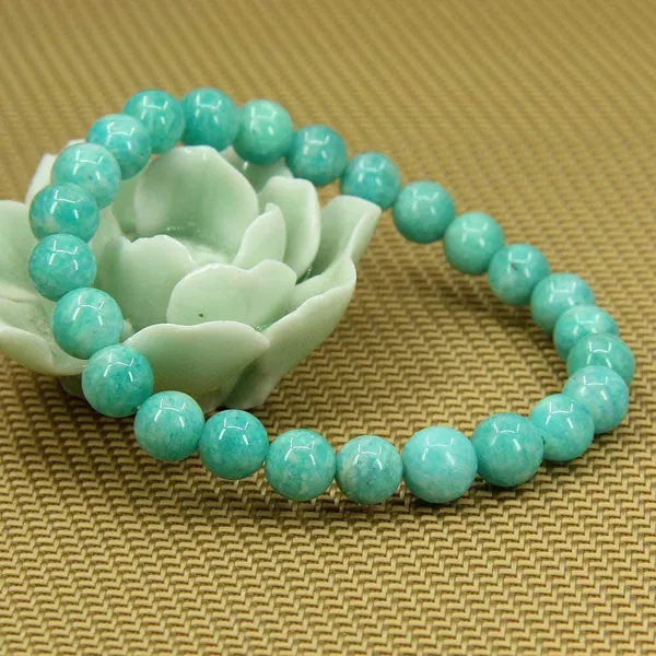 Amazonite_Round_Bead_Stretch_Bracelet