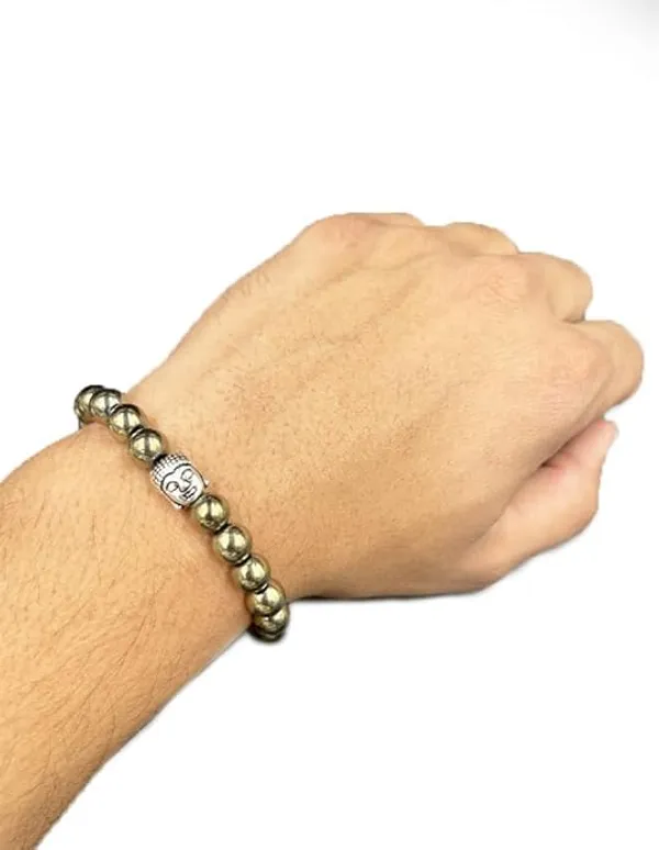 Pyrite_Buddha_Head_Bead_Bracelet