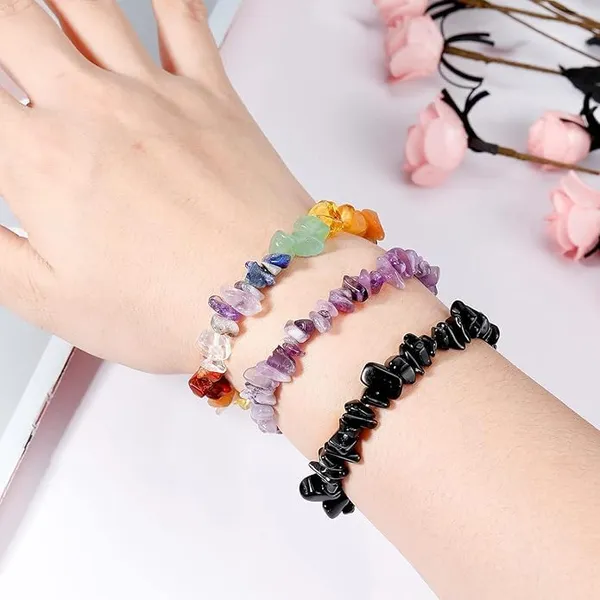 Rhodochrosite_Chip_Bead_Stretch_Bracelet