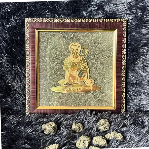 Hanuman_Ji_Wooden_Frame_With_Pyrite_Stone