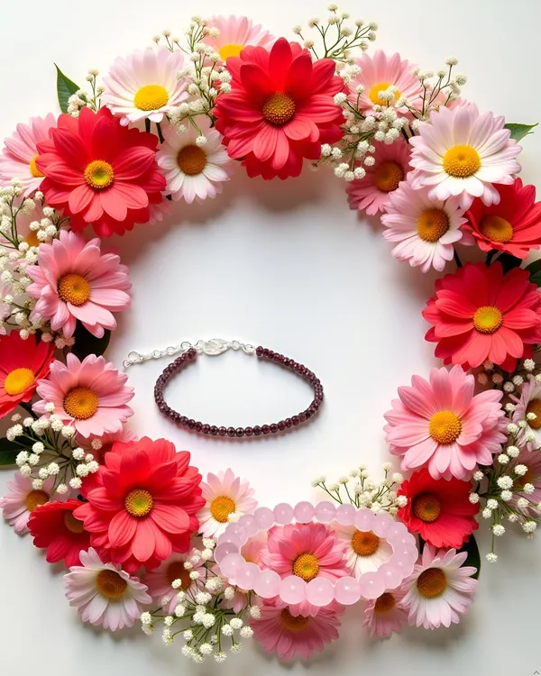 Garnet_Anklet_And_Rose_Quartz_Bracelet_Set